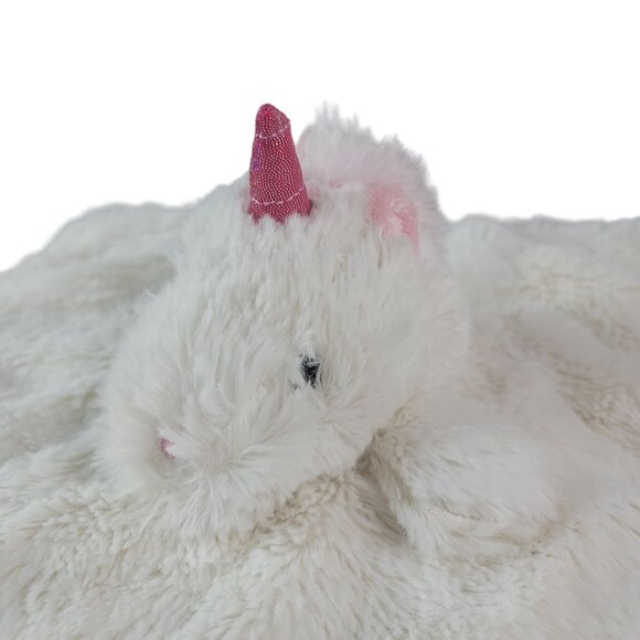 Manhattan Kids Unicorn Plush Lovey White 13.5" Square Security Pink Sparkle Horn - Picture 1 of 8